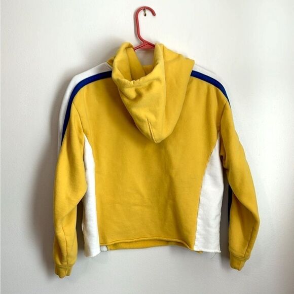 Levi's Sport | Women’s Yellow Cropped Short Crew Sweatshirt Hoodie Stripes - Picture 2 of 9